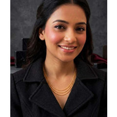 Gold Rodium Polish Gold color Necklace in Brass studded with Artificial