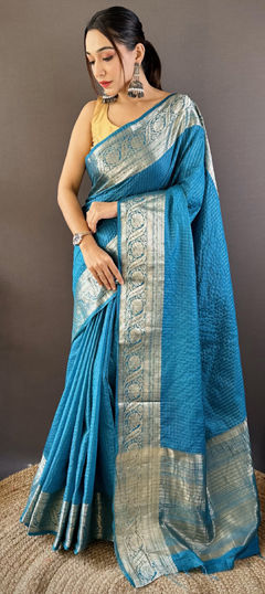 Blue color Saree in Viscose fabric with Weaving work