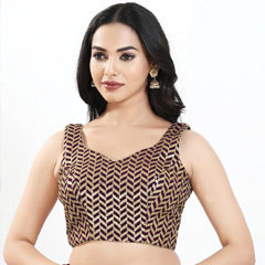 Purple and Violet color Blouse in Silk fabric with Embroidered, Zari work