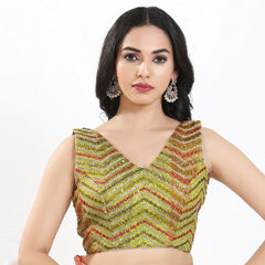 Multicolor color Blouse in Silk fabric with Embroidered, Mirror work