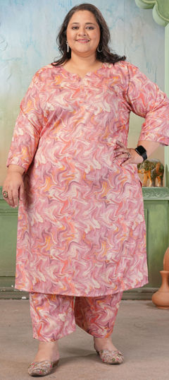 Pink and Majenta color Salwar Kameez in Rayon fabric with Printed work
