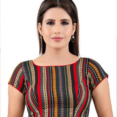 Black and Grey color Blouse in Cotton fabric with Printed work