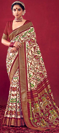 Multicolor color Saree in Silk fabric with Printed work
