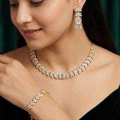 Gold Rodium Polish White and Off White color Necklace in Metal Alloy studded with Austrian diamond