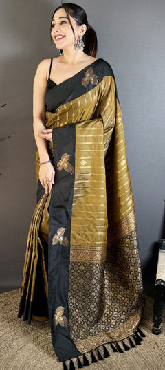 Green color Saree in Art Silk fabric with Weaving, Zari work