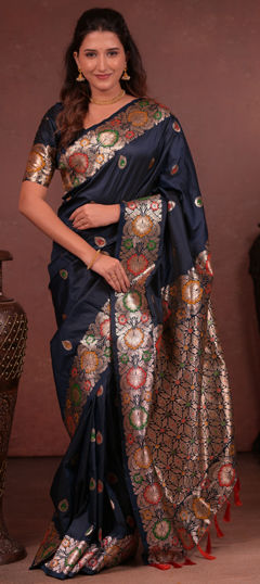 Blue color Saree in Art Silk fabric with Weaving work