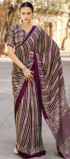 Multicolor color Saree in Silk fabric with Printed work