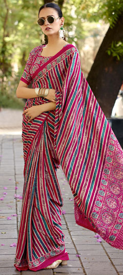 Multicolor color Saree in Silk fabric with Printed work