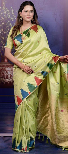 Green color Saree in Art Silk fabric with Weaving work