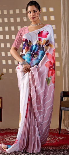 Multicolor color Saree in Georgette fabric with Floral, Printed work