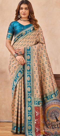 Blue color Saree in Blended, Silk fabric with Weaving, Zari work
