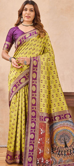Purple and Violet color Saree in Blended, Silk fabric with Weaving, Zari work