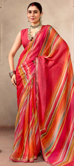 Multicolor color Saree in Georgette fabric with Lehariya, Printed work
