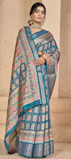 Blue color Saree in Silk fabric with Weaving work