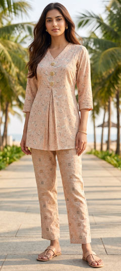 Pink and Majenta color Salwar Kameez in Silk fabric with Printed work