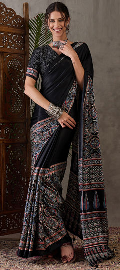 Green color Saree in Art Silk fabric with Printed work