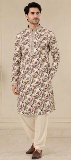 Multicolor color Kurta Pyjamas in Art Silk fabric with Embroidered, Printed work