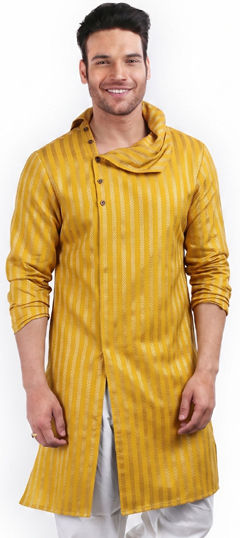 Yellow color Kurta in Cotton fabric with Printed work