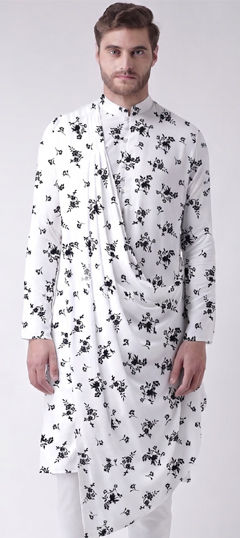 White and Off White color Kurta in Cotton Slub fabric with Printed work