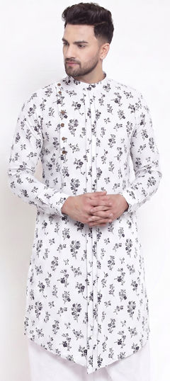 White and Off White color Kurta in Cotton Slub fabric with Printed work