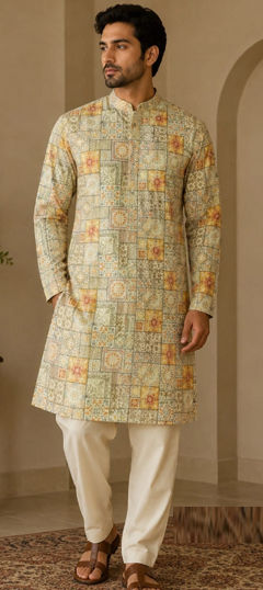 Multicolor color Kurta Pyjamas in Art Silk fabric with Printed work