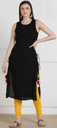 Black and Grey color Salwar Kameez in Cotton, Rayon fabric with Thread work