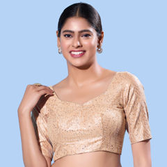 Gold, Pink and Majenta color Blouse in Silk fabric with Sequence work