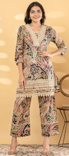 Multicolor color Salwar Kameez in Cotton fabric with Embroidered, Printed work