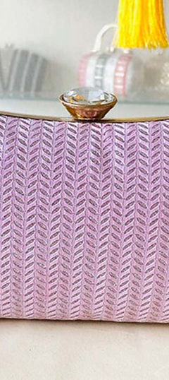 Purple and Violet color Clutches in Silk fabric with Fancy Work work