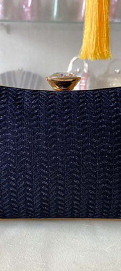 Blue color Clutches in Silk fabric with Fancy Work work