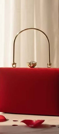 Red and Maroon color Clutches in Velvet fabric with Thread work