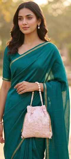 Pink and Majenta color Potli in Art Silk fabric with Moti work