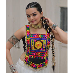 Black and Grey color Blouse in Satin fabric with Embroidered work