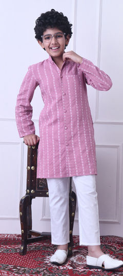 Purple and Violet color Boys Kurta Pyjama in Cotton fabric with Printed work