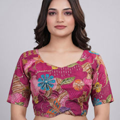 Pink and Majenta color Blouse in Viscose fabric with Printed, Sequence work