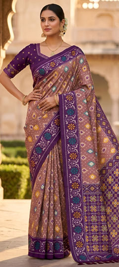 Purple and Violet color Saree in Patola Silk fabric with Weaving work