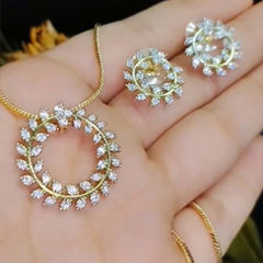 Gold Rodium Polish White and Off White color Pendant in Brass studded with Austrian diamond