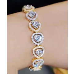 Gold Rodium Polish White and Off White color Bracelet in Brass studded with Austrian diamond