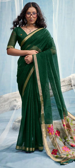 Green color Saree in Art Silk fabric with Printed work