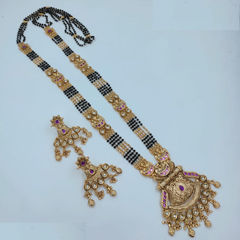 Gold Rodium Polish Purple and Violet color Mangalsutra in Copper studded with CZ Diamond