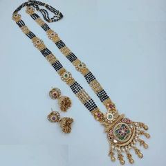 Gold Rodium Polish Purple and Violet color Mangalsutra in Copper studded with CZ Diamond