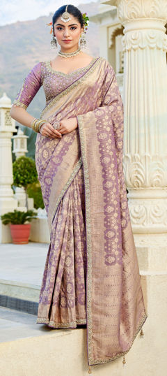 Black and Grey color Readymade Saree in Viscose fabric with Bugle Beads work