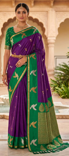 Pink and Majenta color Saree in Art Silk fabric with Weaving work