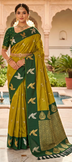 Green color Saree in Art Silk fabric with Weaving work