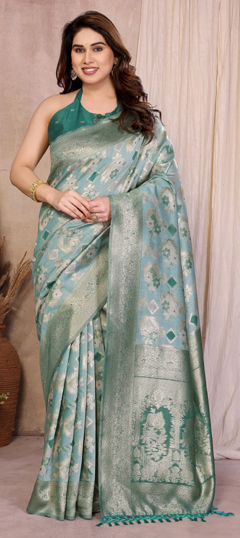 Multicolor color Saree in Cotton fabric with Weaving, Zari work
