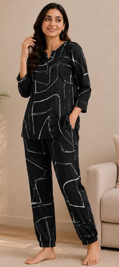 Black and Grey color Salwar Kameez in Linen fabric with Printed work