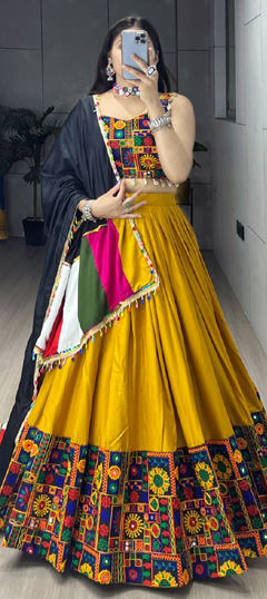 Yellow color Ready to Wear Lehenga in Rayon fabric with Embroidered work
