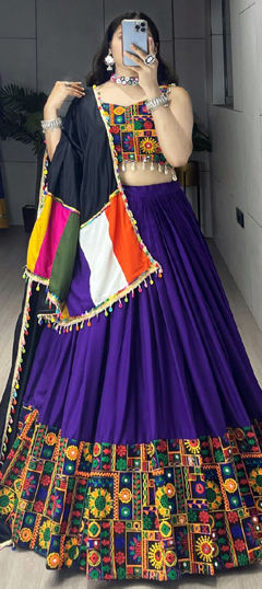 Purple and Violet color Ready to Wear Lehenga in Rayon fabric with Embroidered work