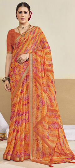 Multicolor color Saree in Silk fabric with Printed work