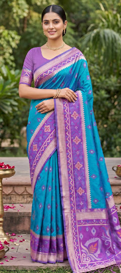 Blue color Saree in Silk fabric with Weaving work